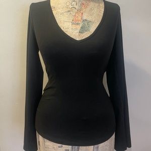 Black Long Sleeve Top with Cut Out Back